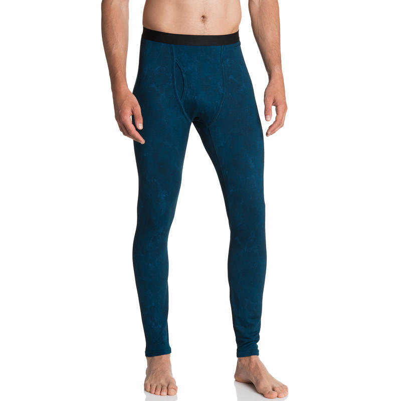 Caleçon long T2 en laine mérinos Imprimé pixel bleu turc