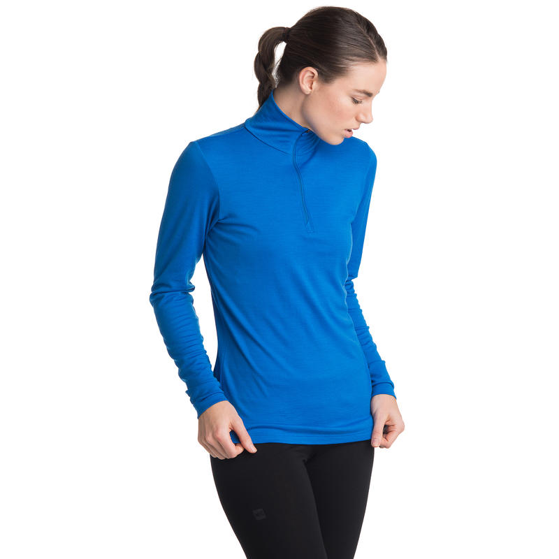 Maillot à demi-glissière T2 en laine mérinos Cobalt
