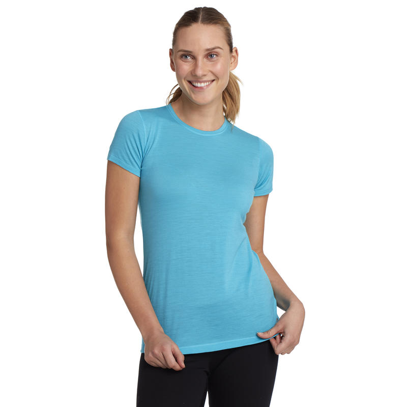 Maillot à col rond T1 en laine mérinos Bleu de Bali