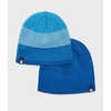 Tuque réversible en laine mérinos Rayures horizon bleu/Bleu éclatant